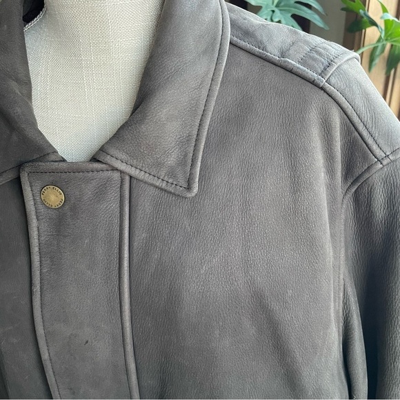 Perry Ellis Brown Nubuck Leather Car Coat Jacket - Picture 15 of 15